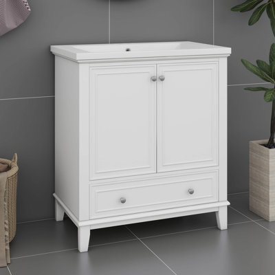 Meuble-lavabo de 30 po sans lavabo supérieur, armoire de salle de bain multifonctionnelle avec portes et tiroir, base de meuble-lavabo seulement