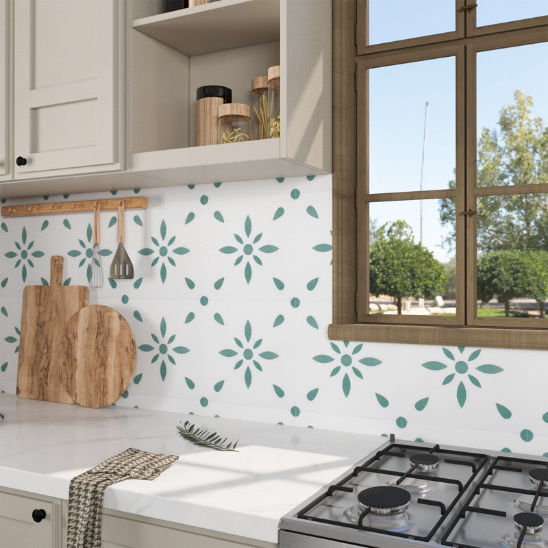 11,81 po X 11,81 po Tuile de dosseret en vinyle vert pour mur de cuisine et de salle de bain (paquet de 10 / 9,69 pieds carrés)