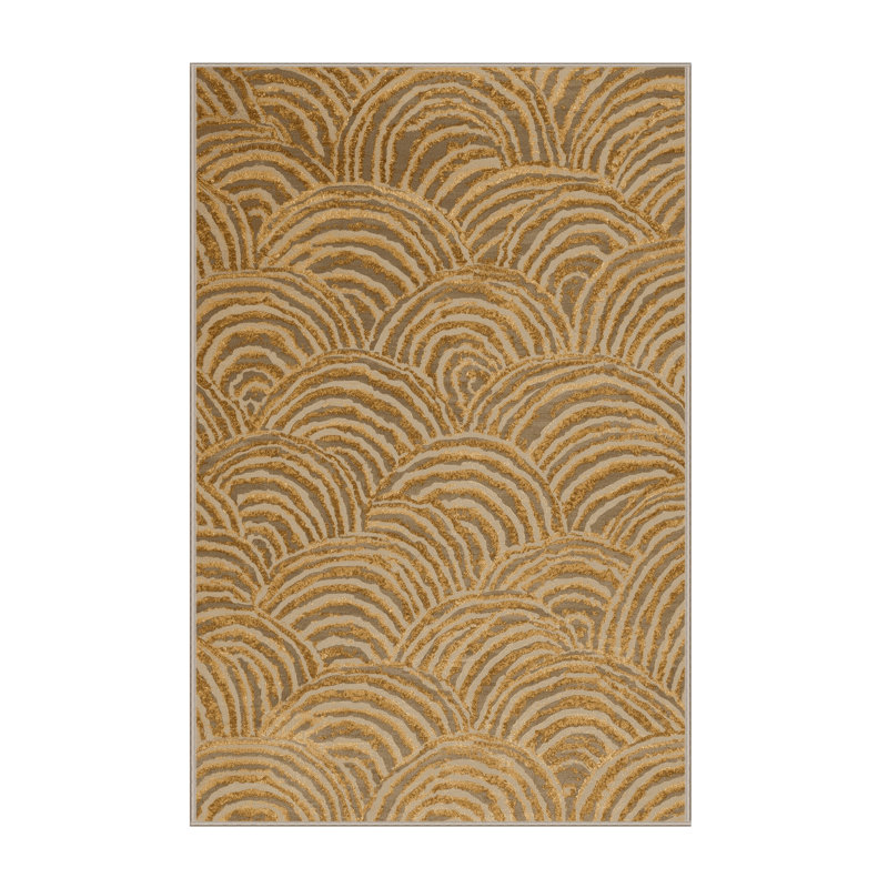 Machine Washable Hartsdale New Years Modern & Contemporary Abstract Rug in Beige – Beige Binding, 8x10