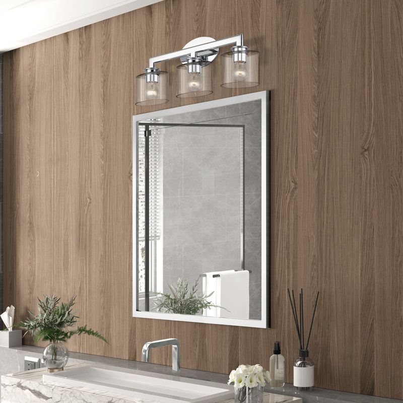 5 Light Polished Chrome Extra Large Vanity Sconce With Mouth Blown Clear Glass, Polished Chrome, 3
