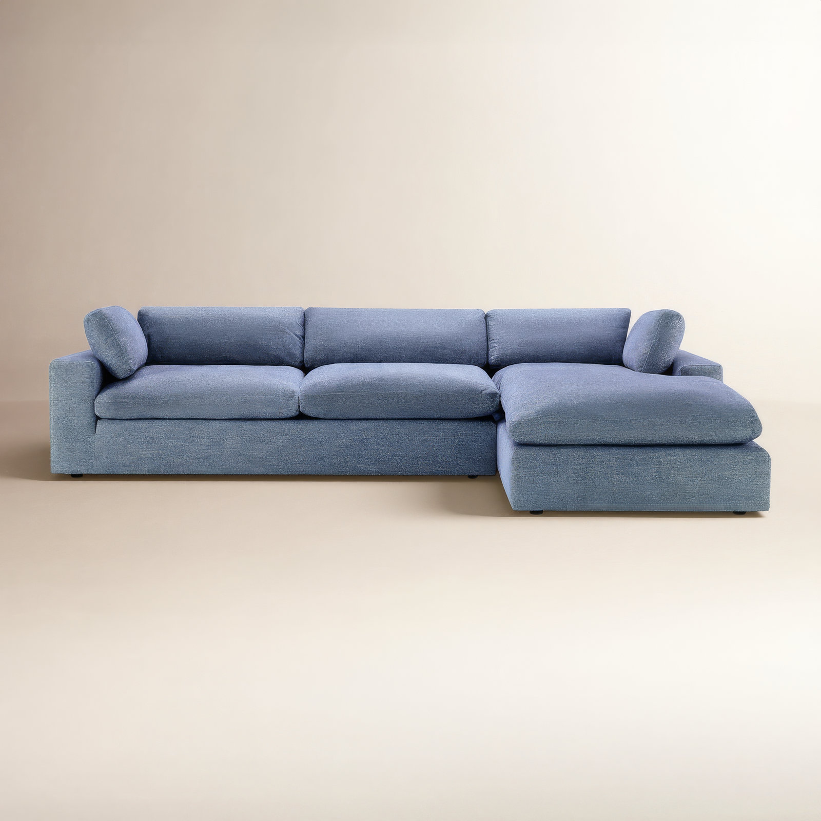 Asher Sofa and Chaise, Right Hand Facing, Brent Dark Gray Performance Chenille