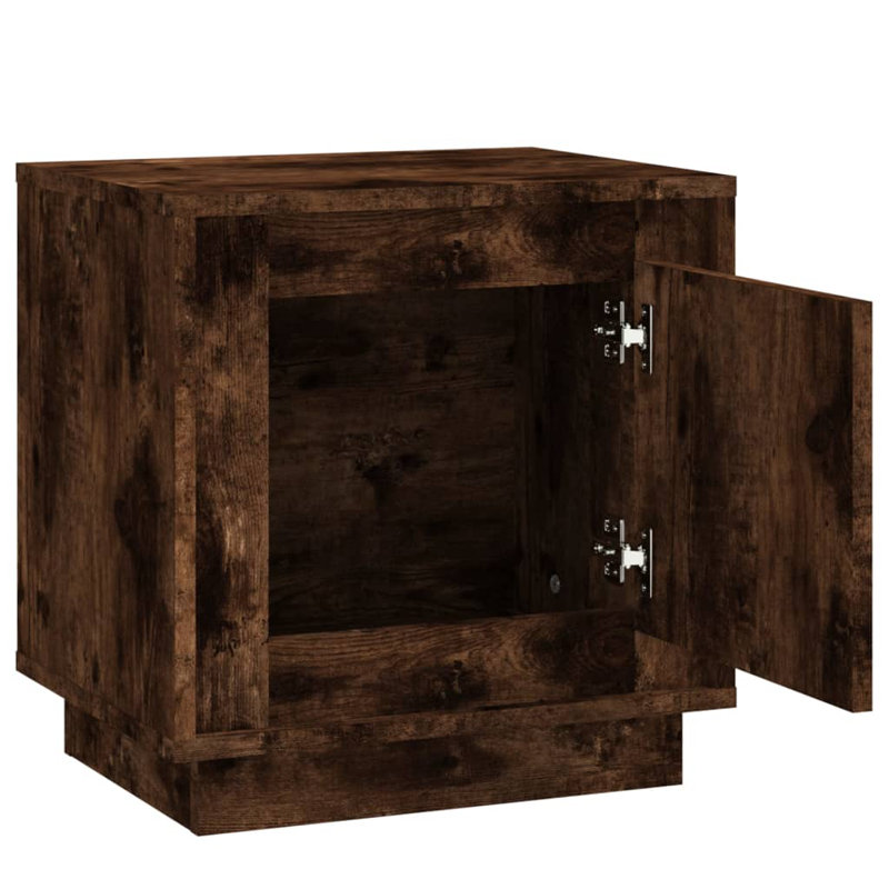 Shawntella 44cm W Particle Board / Chipboard Bedside Table, Smoked Oak