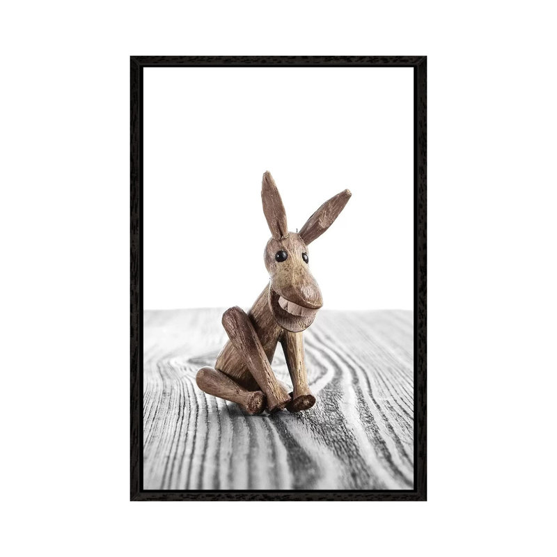 Zooline White Donkey - Print on Canvas, 66.04 cm H x 45.72 cm W, Black Framed