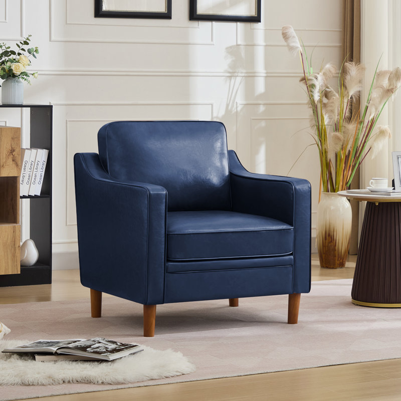Chaise moderne en similicuir souple de 32 po Barton, Bleu royal