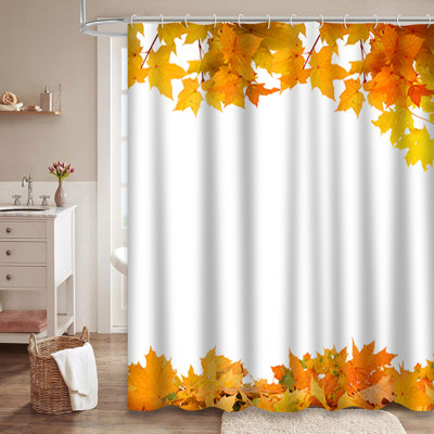 Autumn Maple Leaves Fall Branch Tree Shower Curtain with 12 Hooks