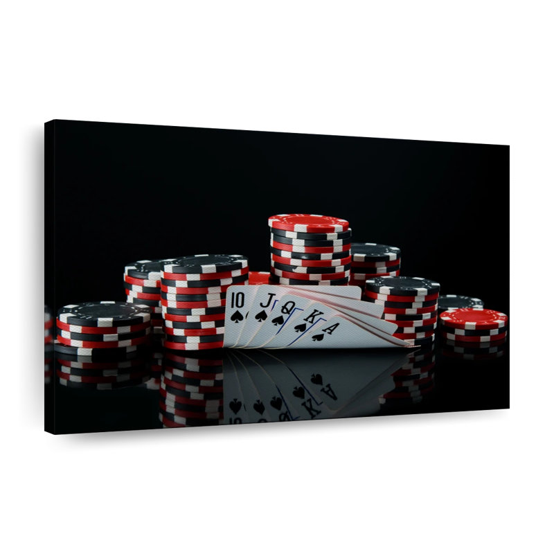 Poker sur toile, H 20 po x l 30 po x P 1,25 po
