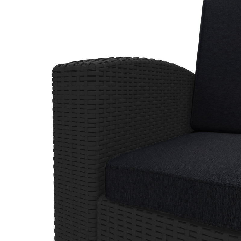 Chaise de patio avec coussins Mesvin, Noir