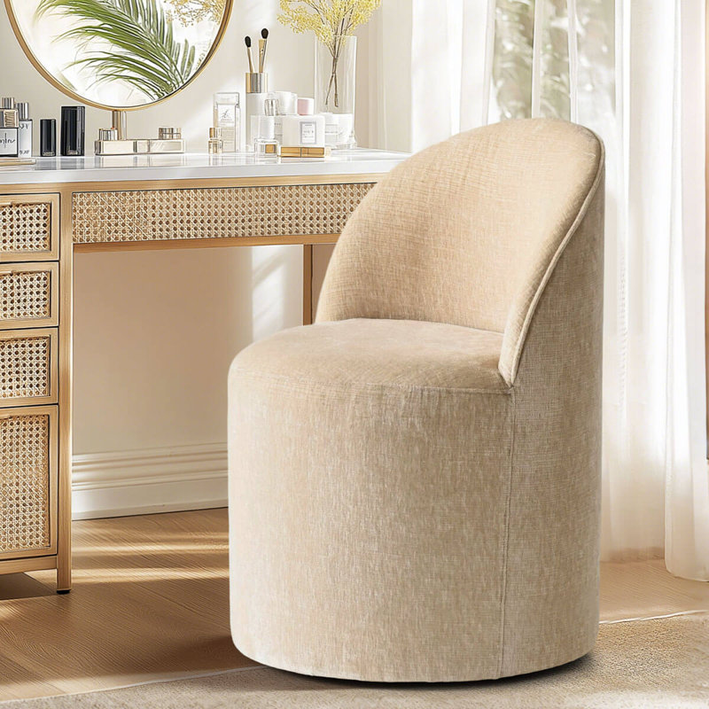 Meuble-lavabo pivotant avec roulettes cachées Chenille, Brun clair pâle