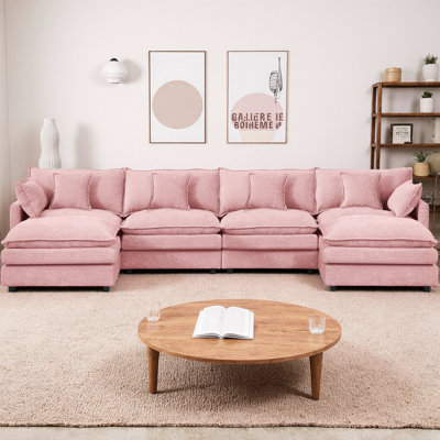 130.7" U-Shaped Modular Sectional Sofa with 2 Movable Ottomans, 4-Seater Chenille Cloud Couch Set for Living Room, DIY Combination with High-Resilienc by Latitude Run