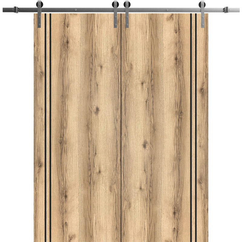 Porte de grange en bois massif massif, 60 po x 80 po, Chêne