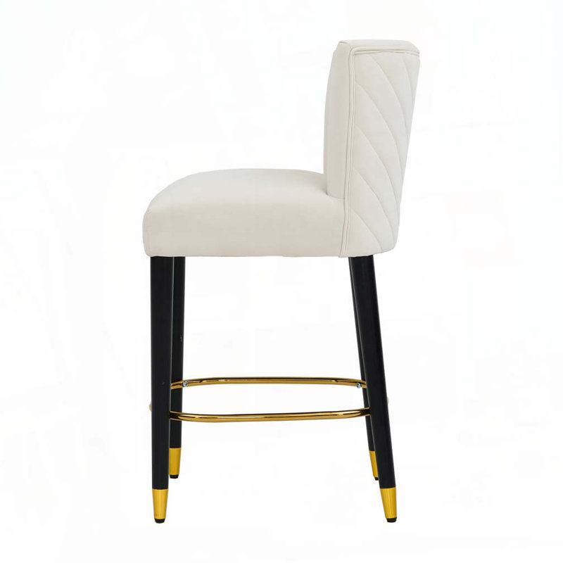 27" Upholstery Barstool with durable metal legs, Beige