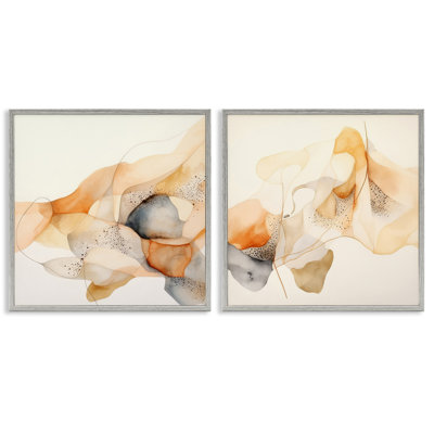 Abstrait aquarelle pêche, ensemble de 2 giclées par Irena Orlov