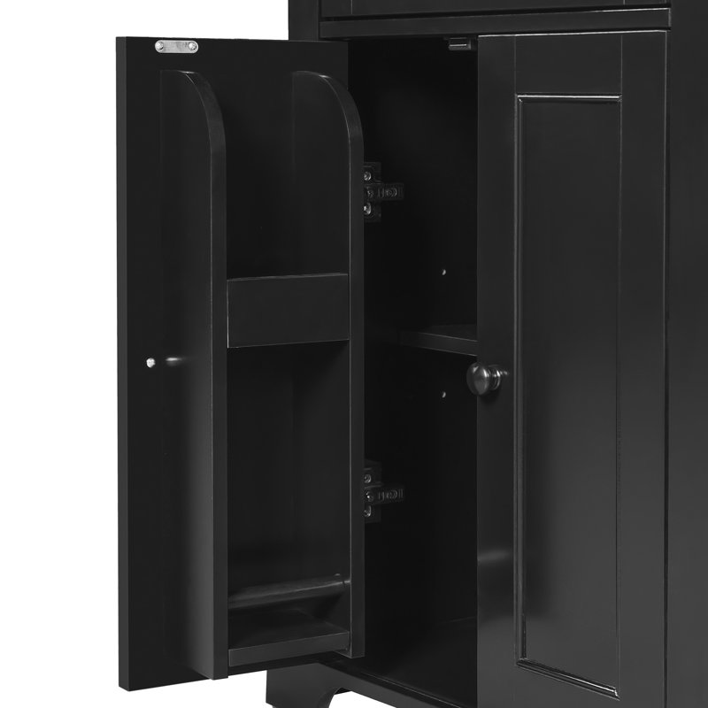 67.2" Tall Bathroom Storage Solution With 4 Doors, Drawer, Adjustable Shelves, And Stylish Handles Modern Cabinet Featuring Shelving, Soft-Close Hardware, Black