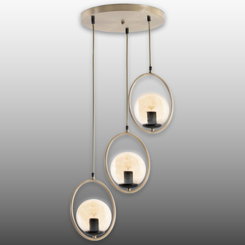 Luminaire suspendu sphère réglable à hauteur réglable 3 lumières, Transparent