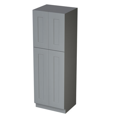 24 In. W X 24 In. D X 84 In. H Plywood Ready To Assemble Floor Base Kitchen Cabinet In Gray With Doors And Shelves