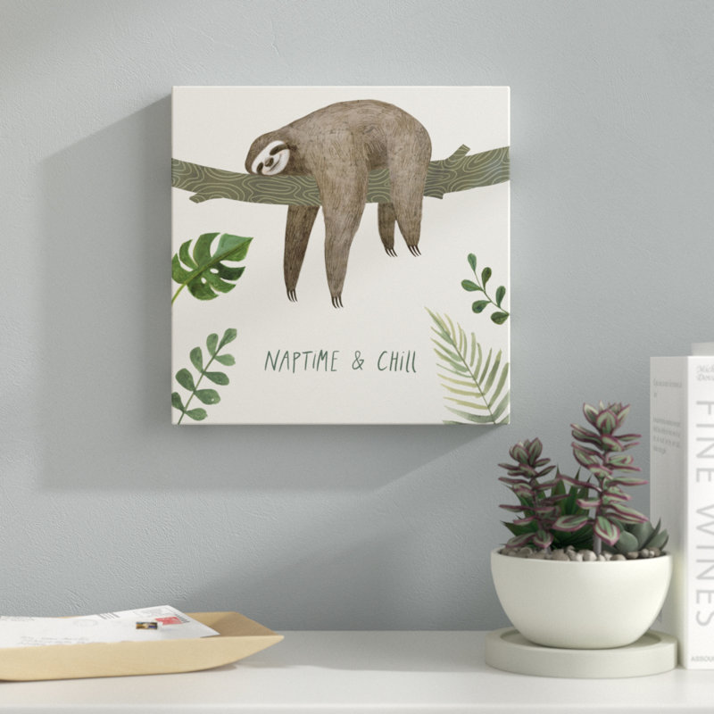 Sloth Sayings II by Victoria Borges - Wrapped Canvas Painting Print, 30cm H x 30cm W, Wrapped Canvas