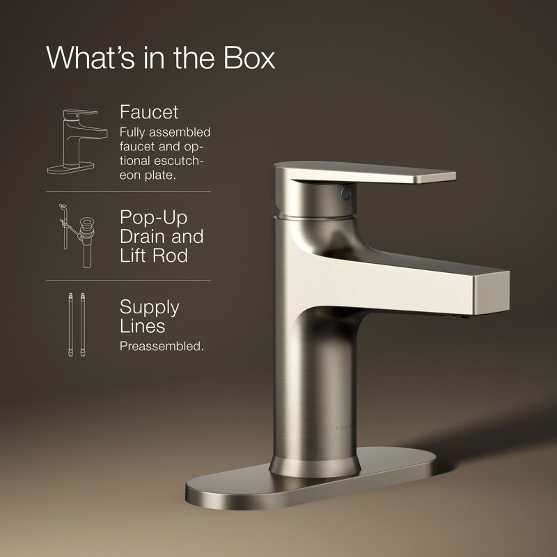 Taut Single-Control Lavatory Faucet with Escutcheon, Vibrant Brushed Nickel