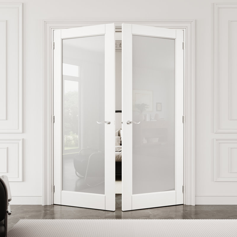 1 porte intérieure double vitrée en verre givré 1-Lite avec quincaillerie d'installation / poignées, 64 po x 96 po