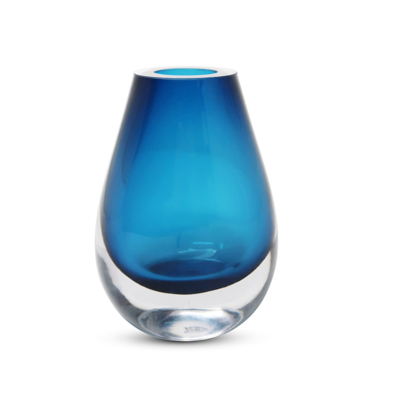 Daniyar Glass Table Vase, Blue, 6.5" H x 4.75" W x 2" D