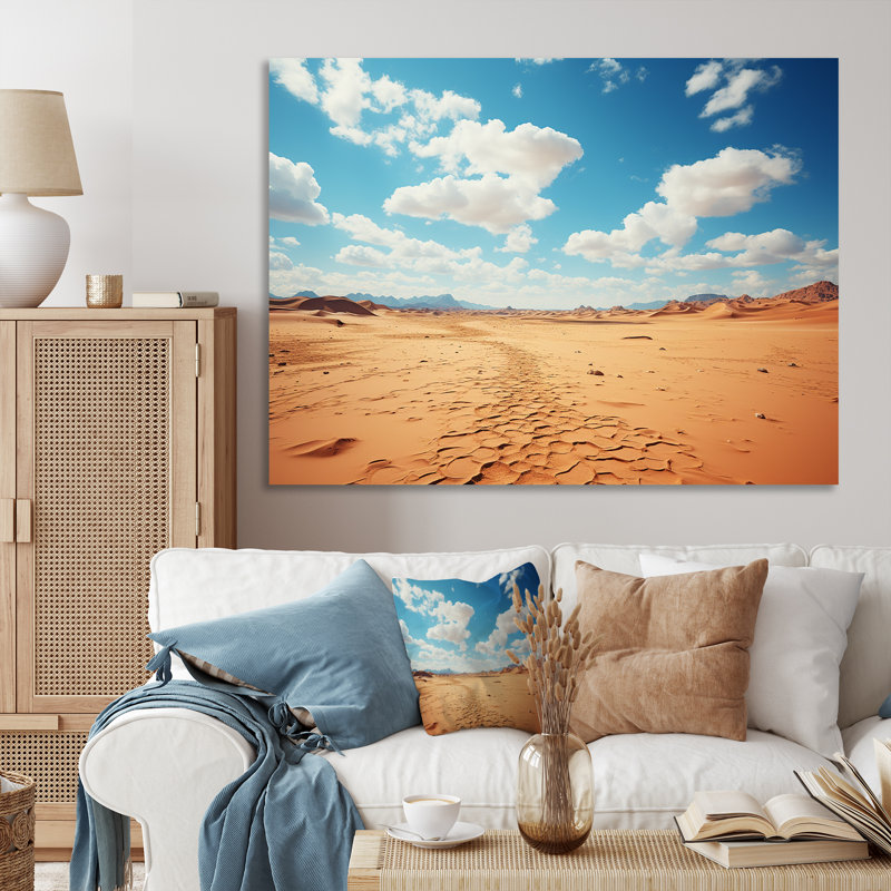 Horizon aride sur le désert du Sahara - désert, art mural, H 24 po x l 32 po x P 1 po, Toile tendue