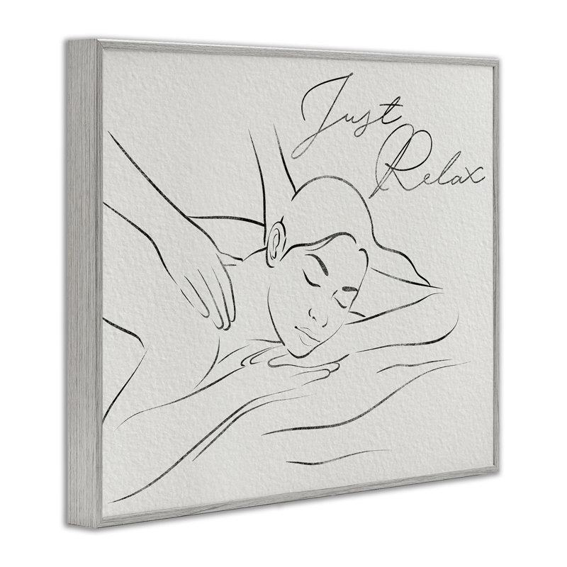 Giclée encadrée Just Relax Massage, design par Marcus Prime, Farmhouse Grey Framed Giclee, H 16 po x l 20 po