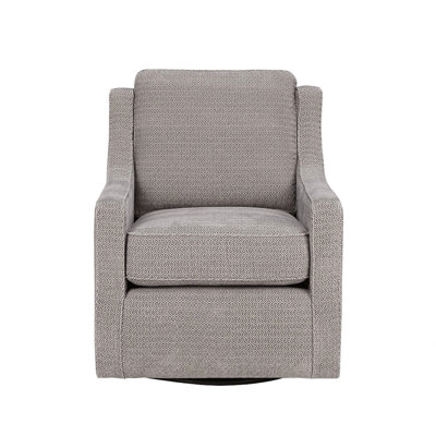 Swivel Chair - Grey Upholstery, Solid Wood Construction, High Foam, Black Metal For Durability Arm Upholstered, Frame, High Density Foam Cushion, 360 Base