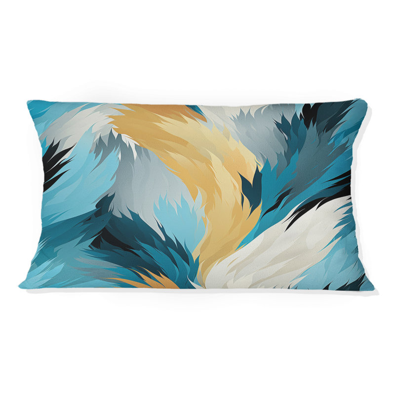 Coussin Turquoise contemporain Ikat Fusion - imprimé