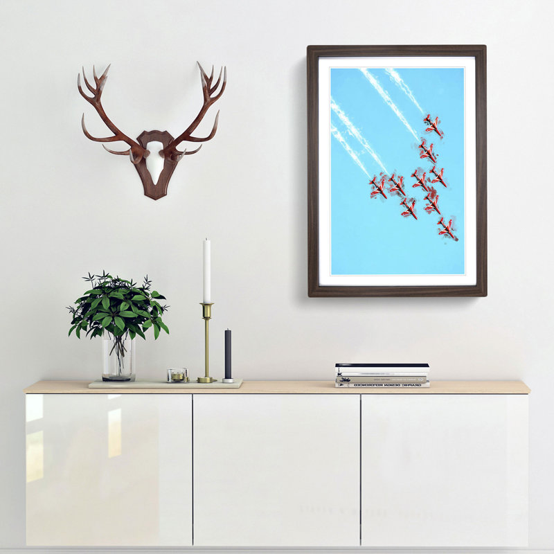 Fighter Jet Air show - Framed Print, 91cm H x 60cm W x 2cm D, Walnut