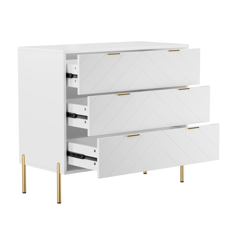 3-Drawer Nightstand Modern Tall Bedside Table with Storage Drawers, White
