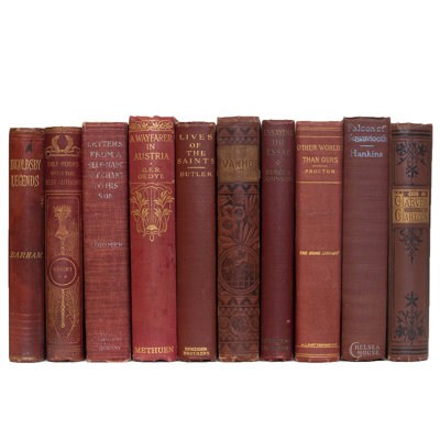 Livres décoratifs - Ensemble de livres rétro Bordeaux - 1 pied de livres rouges