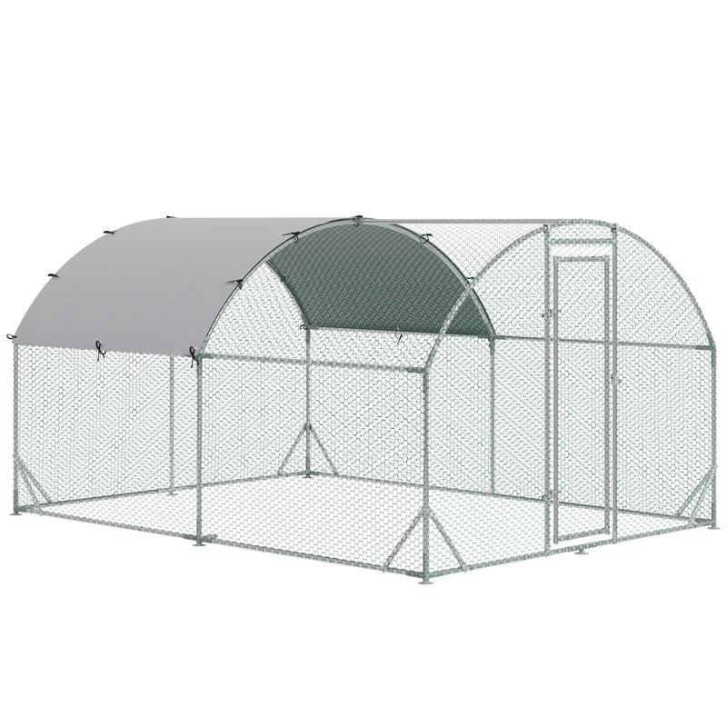 PawHut Walk In Chicken Run with Dome Roof for 612 Hens 38 x 28 x 2m