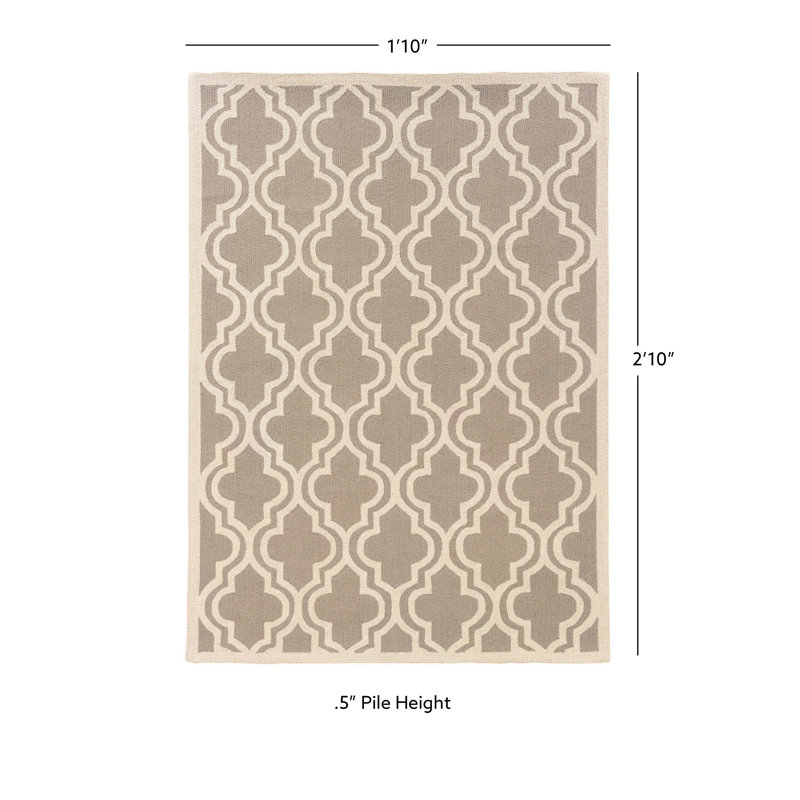 Wool Geometric Indoor Rug, Rectangle 1'10" x 2'10"