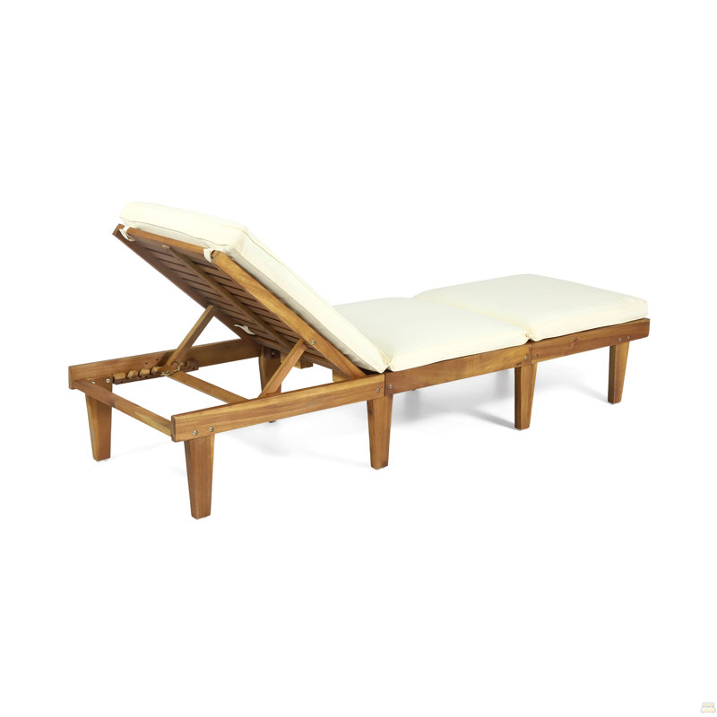 Wood Chaise Lounge W/ Cushion
