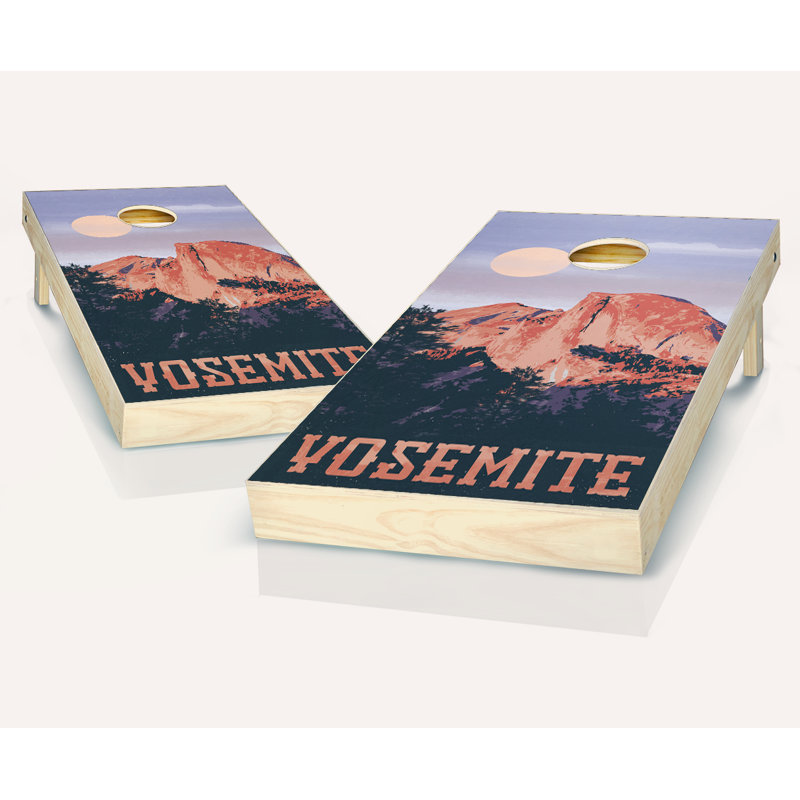 Ensemble de cornhole en bois massif avec sacs 2 'x 4' Yosemite National Park, Rouge / jaune