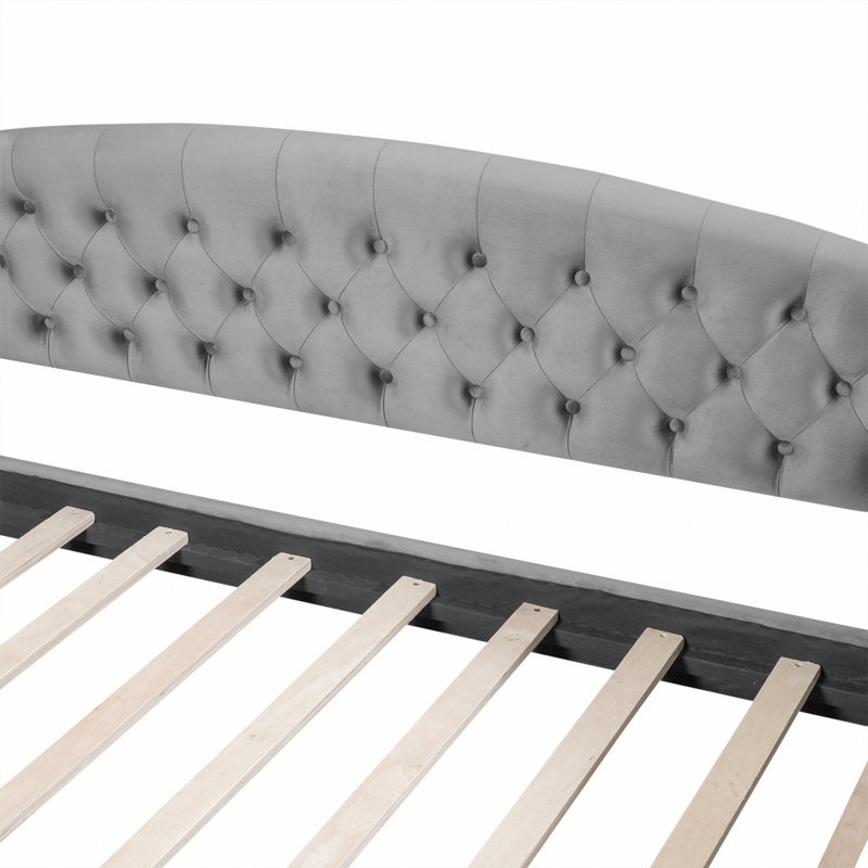 Modern Tufted Button Daybed With Plywood Frame, Gray, Full/Double