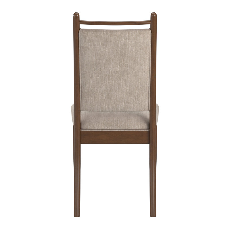 Cipolla Wood Finish Beige Fabric Dining Chair, Brown Wood