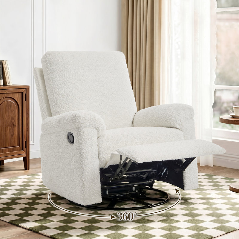 Fauteuil inclinable manuel pivotant à bascule 35 po de large avec dossier à oreilles, Beige
