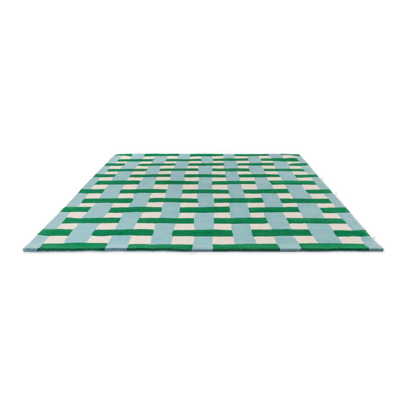 Hand Tufted Wool Geometric Area Rug in Emerald/Aquamarine, Rectangle 8'2" x 11'6"