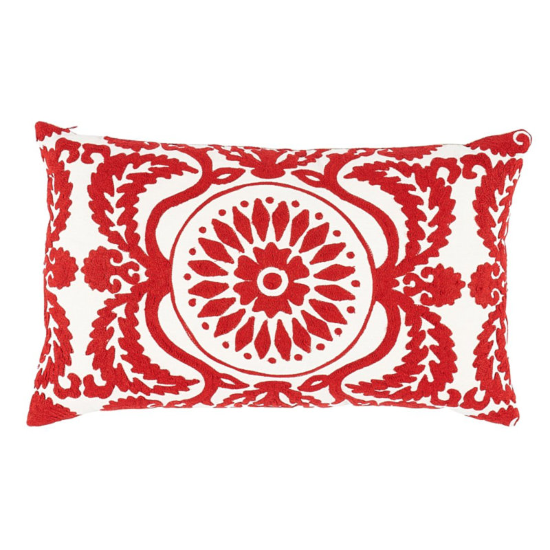 Castanet Embroidery Pillow, Red/White