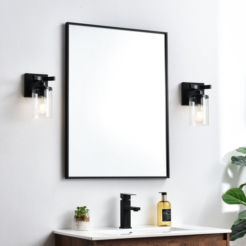 Éclairage pour meuble-lavabo à intensité variable Dariela, Noir, H 10 po x l 12 po x P 12 po, Deux lumières