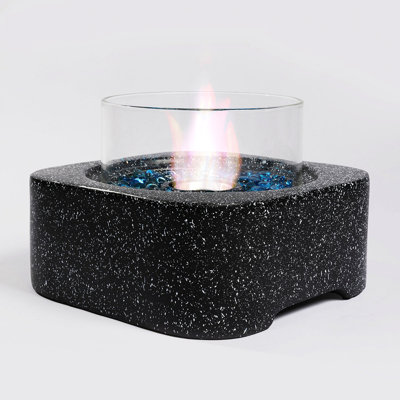 Tabletop Fire Pit With Glass Wind Guard