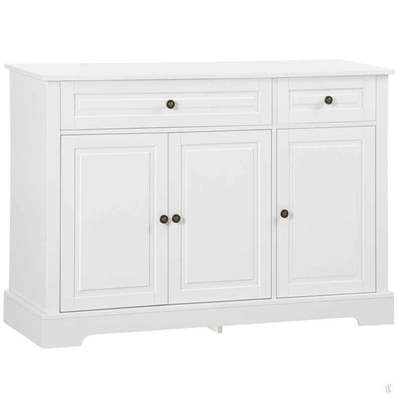 Armoire de cuisine avec 2 tiroirs et tablettes réglables, armoire à café, Blanc