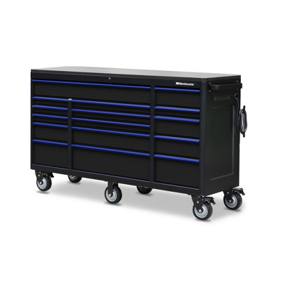 72.68'' W 16 -Drawer Steel Bottom Rollaway Chest with Wheels