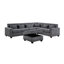 Grey Chenille Sectional With Adjustable Back Support, Charging Ports, Side Pockets, , , Pillows , Pillows, Throw