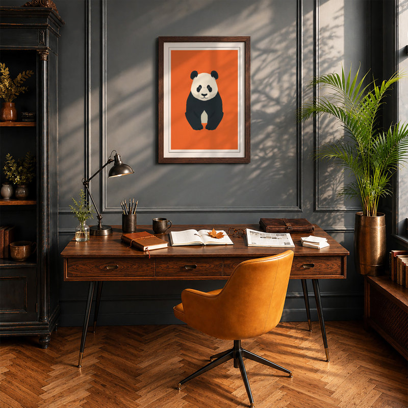 Geometric Panda Modern - Framed Print, Walnut, A1 - 84.1 x 59.4 cm