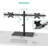 Free Standing Dual Monitor Stand, Height Adjustable Monitor Mount With Glass Base, Fits LCD LED Flat Curved Screen Up To 27 Inch, 22Lbs, With Grommet Base