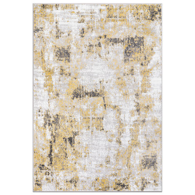 Stelia Abstract Gray/Yellow/Ivory Area Rug