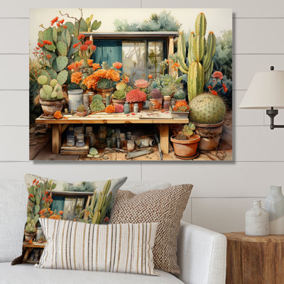 «Mexico Cactus Oasis Impasto III», reproduction d'art sur toile
