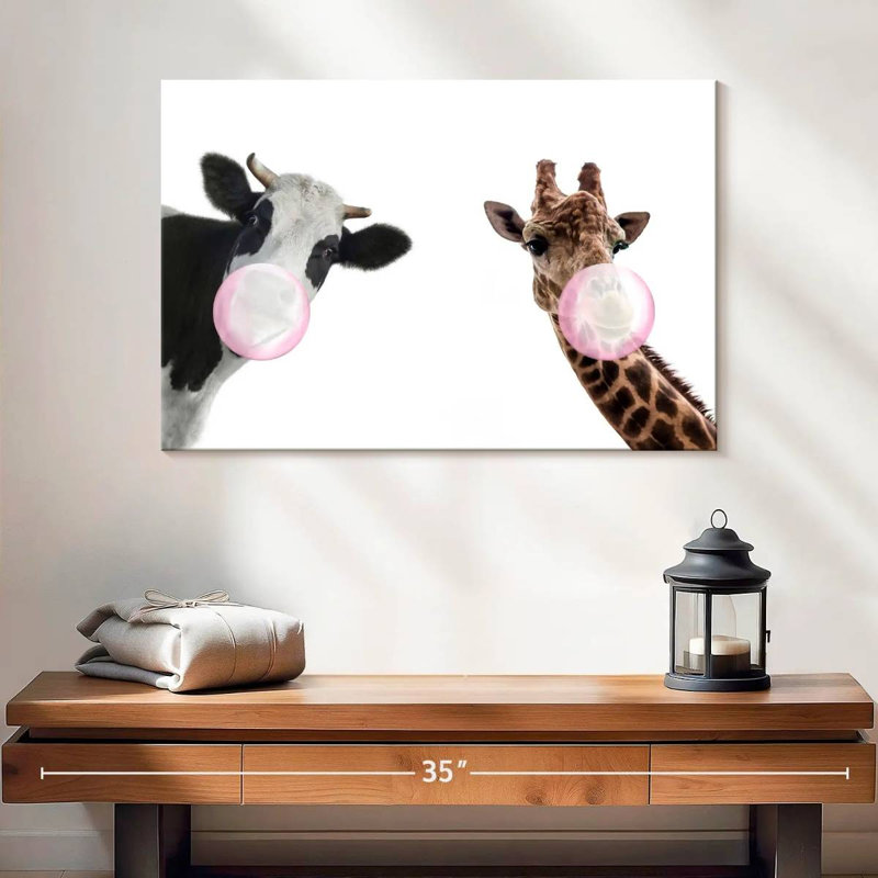 «Bubble Gum», animaux rigolos sur toile, H 24 po x l 16 po x P 1,25 po