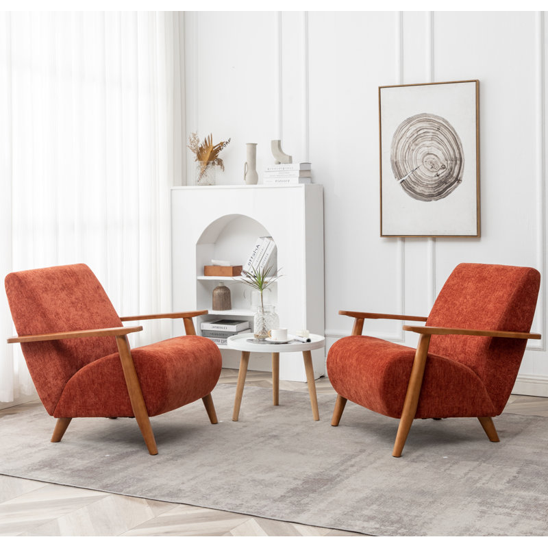 Upholstered Armchair, Orange Polyester